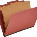 Amazon Basics Classification File Folder, 1 Divider, 2" Embedded Fasteners, Letter Size, 100% Recycled Material, Red, 10 Count