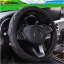 15 Inch Car Leather Steering Wheel Cover, Automotive Accessories Elastic Breathable Anti-Slip Soft Wheel Protector Fits Men and Women, Suitable for SUVs, Trucks, Vehicles and RVs (Black)