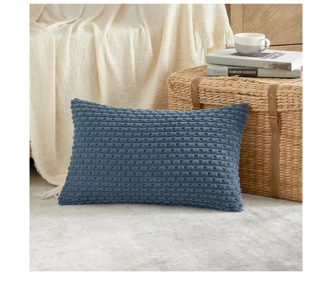 Fancy Homi 1 Pack Dusty Blue Decorative Throw Pillow Covers 12x20 Inch for Couch Bed Sofa