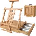 MEEDEN Studio Sketchbox Table Easel with Metal Lined Drawer - Adjustable Solid Beech Wood Tabletop Easel & Sketchbox Artist Easel with Storage, for Studio or Plein Air - Holds canvases up to 34" high