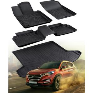 All Weather Floor mats & Trunk mat for Hyundai Tucson 2022 2023 2024 2025(Not for PHEV).Rubber Full Set Accessories for Hyundai Tucson Floor mats & Cargo Liner 2022-2025 SE SEL Limited XRT