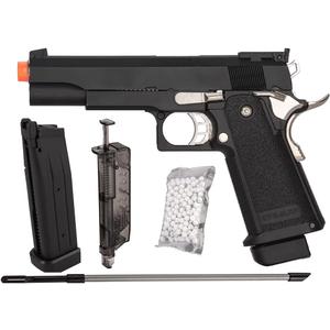 Golden Eagle Steel Airsoft Hand Gun Hi-Capa 1911 Airsoft Pistol with 6mm BBS and Speed Loader (Black)
