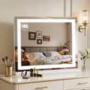 Vanity Mirror with Lights 23"x19", LED Makeup Mirror, 3 Color Lighting Modes, 10X Magnification, Smart Touch Control, Dimmable, Aluminum Metal Frame, Lighted Up for Vanity Desk (White)