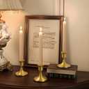 zeochyni 6PCS Brass Gold Taper Candle Holders, Vintage Metal Candlestick Holders for Dinner Room Table Centerpiece or Mantel Wedding Party Decor