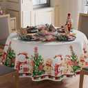 XCHI Plaid Winter Snowman Gingerbread Man Christmas Tree Tablecloth Round Christmas Table Cloth Washable Table Coversfor Indoor Dining Home Party Xmas Decorations 70x70 Inch