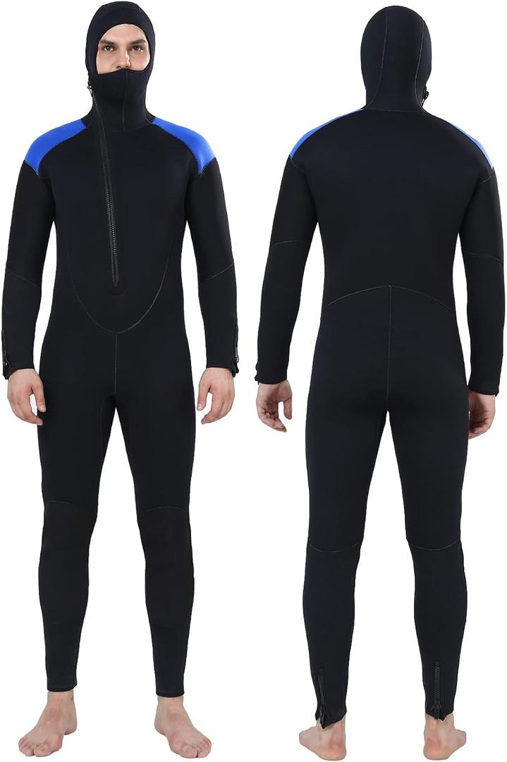 DEHAI 5mm Wetsuit Mens Neoprene Diving Wet Suits Long Sleeve Back Zipper Full Body Thermal Swimsuit in Cold Water Keep Warm for Swimming Scuba Surfing (Small)