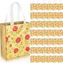 Sunnymove 40 Pcs Gold Small Reusable Gift Bags with Floral Vintage Design Bulk Indian Return Gift Bags, 10" x 8" x 4" Thank You Favor Bag for Mother's Day, Baby Showers, Weddings, Boutique