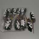 12 Pack Artificial Berries Picks, Christmas White Berry Picks with Pinecone Bowknot Winter Pine Branches Stems White Holly Spray for Christmas Tree Decoration Xmas Party DIY Crafts (White, 12)