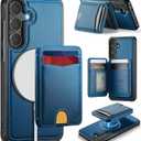 for Samsung Galaxy S25 Case Wallet Compatible with Magsafe, RFID Blocking Magnetic Card Holder 2 in 1 Detachable Kickstand Shockproof Phone Case for Galaxy S25 6.2" Blue