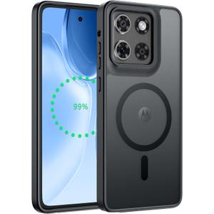 FNTCASE for Motorola Moto G-Stylus-5G-2025 Case: Magnetic Translucent Matte Shockproof Slim Cell Phone Cover - Military Grade Drop Proof Hard Back Anti-Fingerprint Protective Case (6.7 inch/Black)