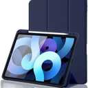 Case for iPad Air 11 Inch M4 2026 8th Gen/M3 2025/M2 2024, iPad Air 5th/4th Gen 10.9 Inch 2022/2020 Slim Stand Cover with Pencil Holder, Supports Apple Pencil Charging, Auto Wake/Sleep (Navy Blue)