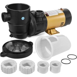 XtremepowerUS 1.5HP Variable 2-Speed Above Ground Swimming Pool Pump High Flow Swimming Pump Strainer with 1.5" Inch Slip On Fitting Adapter For Aboveground Pool