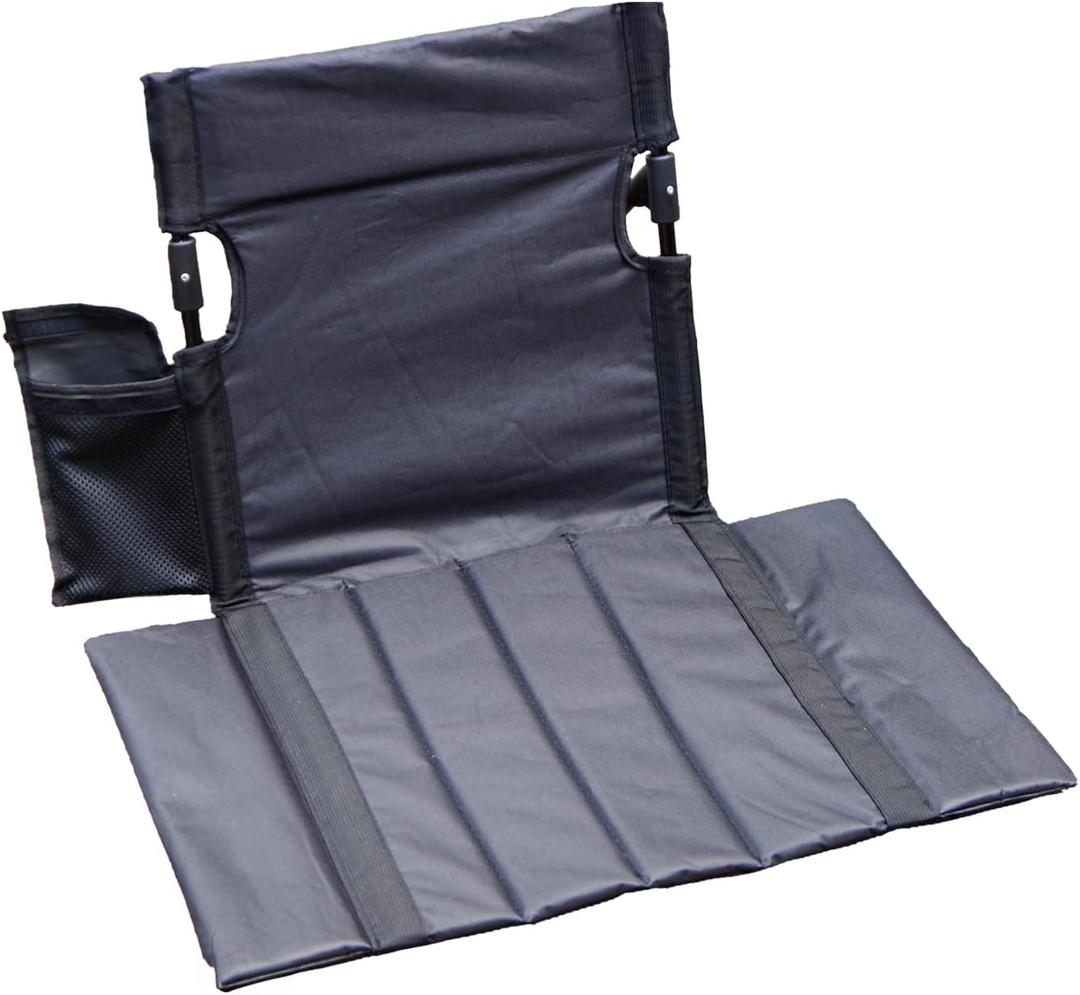 Extra large folding camping backrest with cup holder,Lightweight portable outdoor large chair for beach, park, lawn, and travel,Aluminum frame, comfortable & durable lazy backrest (Carbon Black)
