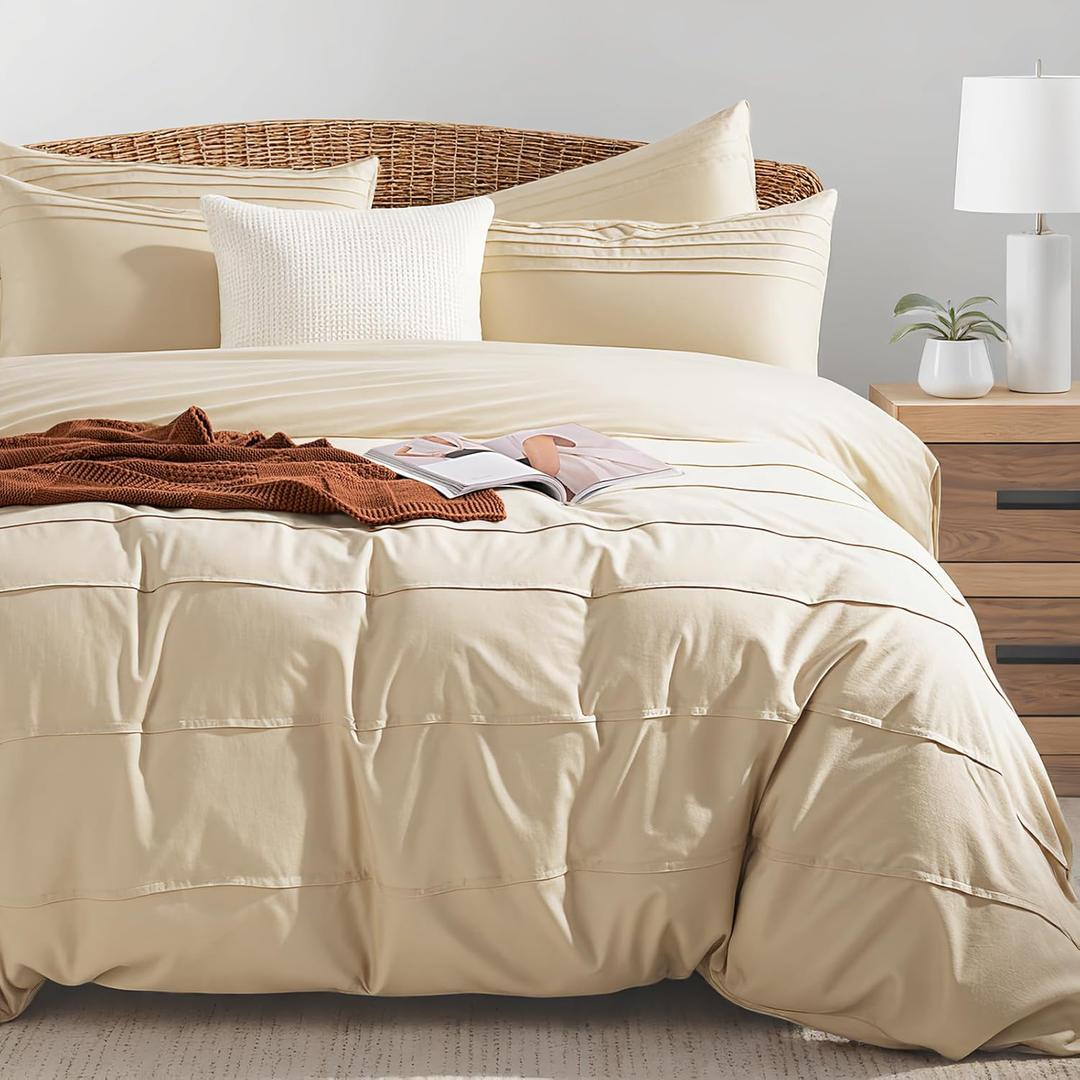 NEXHOME PRO 100% Organic Cotton Duvet Cover Queen, Linen Like Pleated Textured Duvet Cover Set Yellow Tan, 3pc Bedding Set with Zipper Closure, Soft, Lightweight and Breathable(90"x90", No Comforter) NEXHOME PRO 100% Organic Cotton Duvet Cover Queen, Linen Like Pleated Textured Duvet Cover Set Yellow Tan, 3pc Bedding Set with Zipper Closure, Soft, Lightweight and Breathable(90"x90", No Comforter)