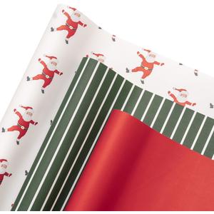3 Pack  Merry Market Satin Christmas Wrapping Paper (Santa) 30” x 168”