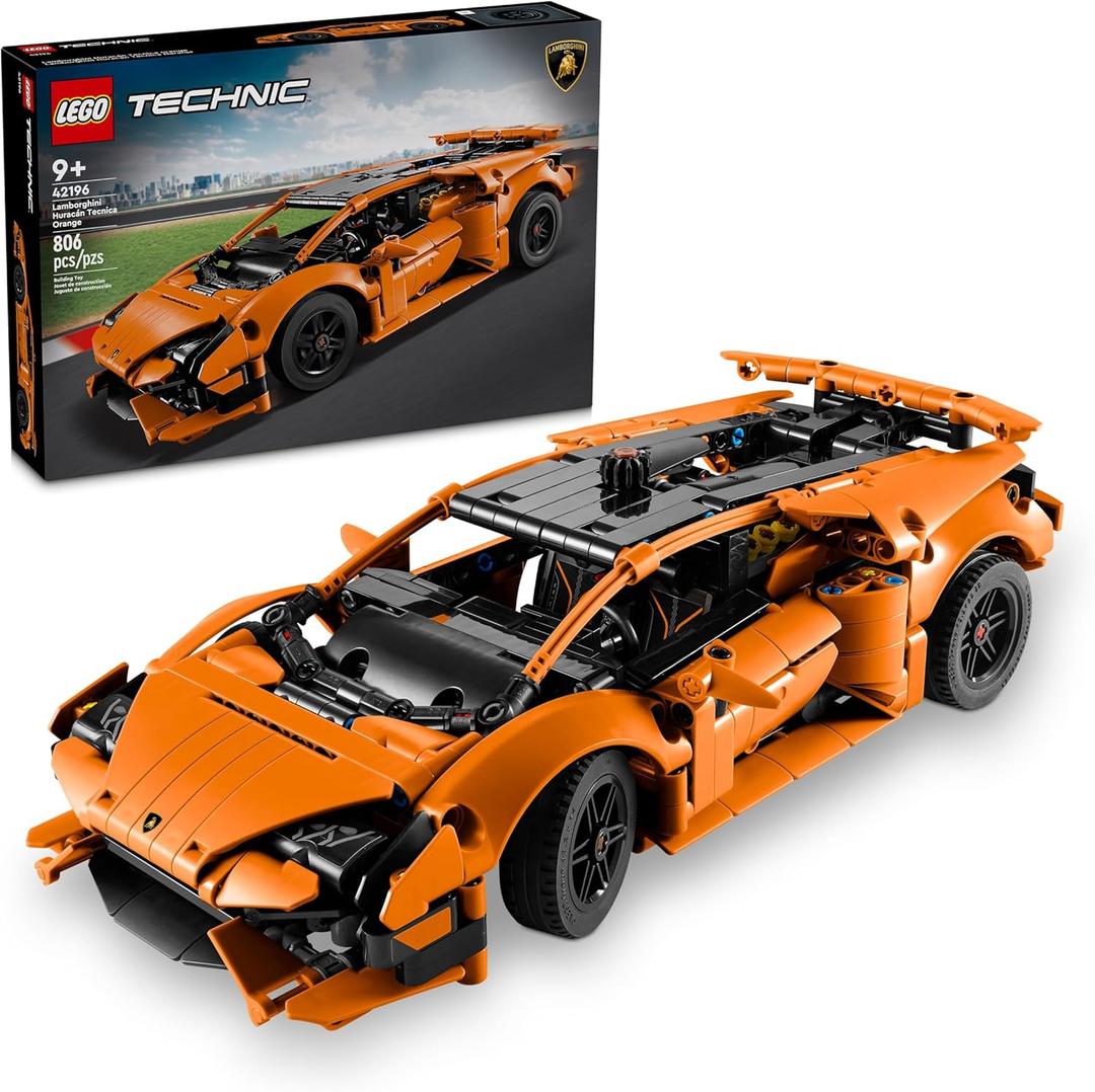 LEGO Technic Lamborghini Huracn Tecnica Orange Toy Cars - Building Toys for Kids, Boys & Girls, Ages 9+ - Lamborghini Toy Car W/ V10 Engine & Steering - Gift Ideas for Birthdays - 42196