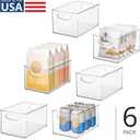 iDesign Stackable Clear Plastic Bin - Kitchen Organizers and Storage for Fridge and Pantry, 6-Pack