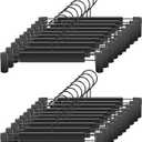 Clothes Pants Hangers, Space-Saving Skirt Holders with 360  Swivel Hooks, Adjustable Clips, Trouser Hangers, Clothes Coat Garment Jeans Hangers (20 Pack, Black)