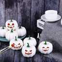 Fovths 16 Pack White Mini Artificial Pumpkin 2.2 Inches Fake Small Pumpkins Fall Harvest Pumpkins Lifelike Foam Pumpkins Realistic Pumpkin for Halloween, Thanksgiving Home, Garden Decor