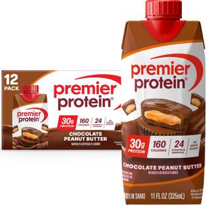 Premier Protein Shake, Chocolate Peanut Butter, 30g Protein, No Added Sugar, 24 Vitamins & Minerals to Support Immune Health, 11 fl oz, 12 Pack (EXP 11/02/25)