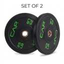CAP Barbell 25 lb Bumper Plate (Set of 2) – High-Density Rubber Weight Plates with Steel Hub for Olympic Barbells