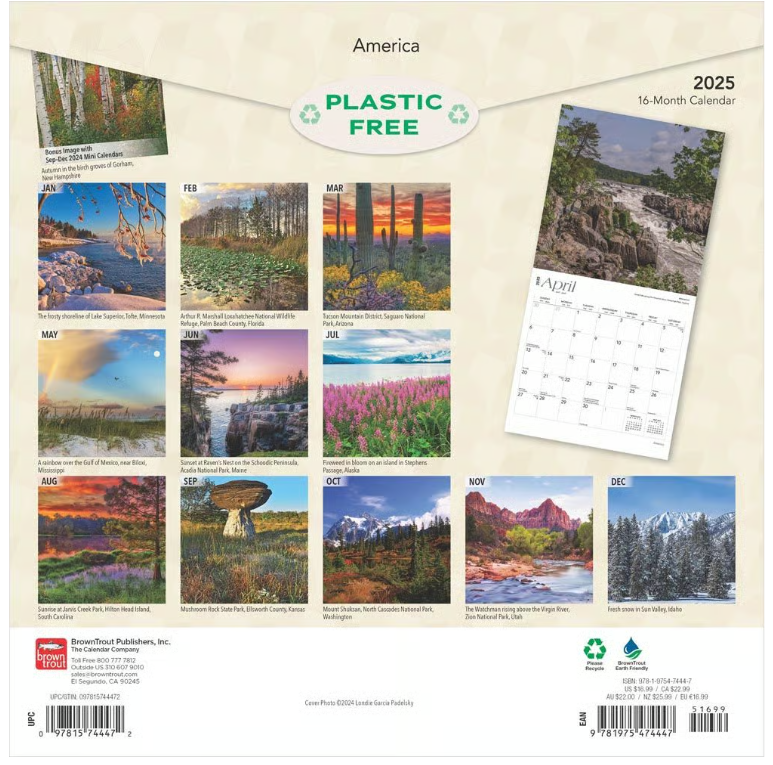 America 2025 16 Month Calendar