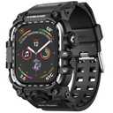 amBand Rugged Case with Band for Apple Watch 44mm, Compatible with iWatch Series SE 3/SE 2nd Generation/SE/6/5/4, Military Grade Shockproof Bumper Cover, Tactical Band for Men, Matte Black