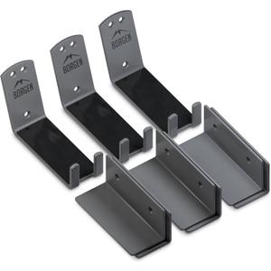 Borgen Bike Wall Mount Pedal Hook for E-Bikes, MTB & Road - Bicycle Wall Mount with Support Brackets and Wall Protection Pads, Suitable as Bike Rack Garage Bike Storage Shed and Bicycle Storage Indoor (Set of 3)