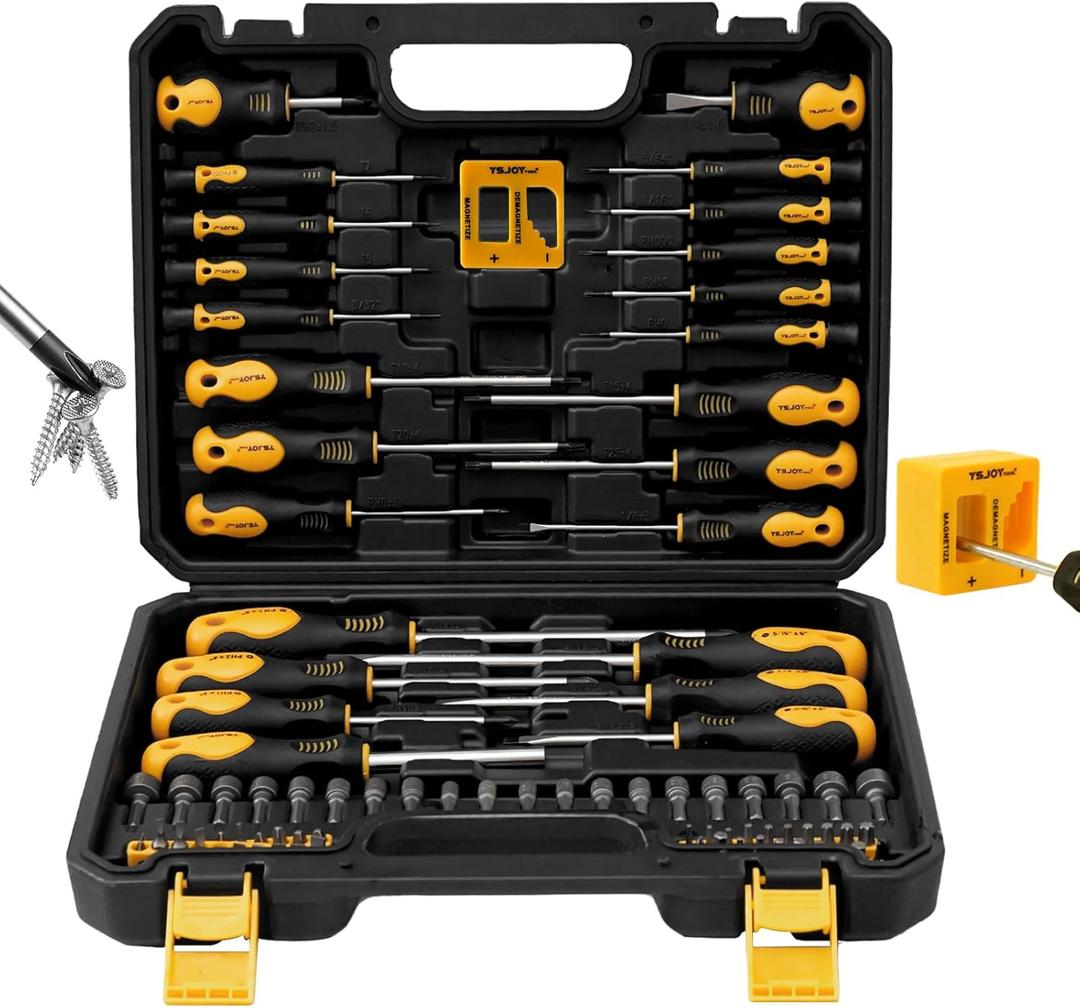 86-Piece Magnetic Screwdriver Set, CR-V Steel, Includes Slotted/Phillips/Torx Mini Precision Screwdrivers,Nut Drivers, Driver Bits and Magnetizer with Sturdy Toolbox