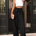 LILLUSORY Wide Leg Dress Pants Women's Paperbag High Waisted Business Casual Trousers with Removable Belt (Black, L)