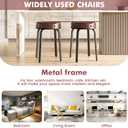 Sofeya Bar Stool Set of 2, 18.5 Inch Backless Round Faux Leather Stool with Metal Legs, Modern Stackable Upholstered Seated Short Bar Stools Chairs for Dining Room, Kitchen, Party, Brown