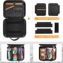 GRAOSO Water-resistant Utility Pouch, Multi-Purpose Tool Bag for Electronic | for First Aid, Durable Leather Thermocompression Design, with Removable Binder and Divider, Black