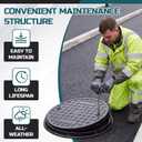 Round Manhole Cover 20 Inch, Hook, Black Recessed Lid
Composite Lid with Steel Reinforcement Corrosion Resistant, for Septic Tank Well, Non-slip Surface, Stainless Steel Hook