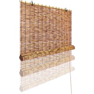 Reed Curtain, Bamboo Light Filtering Roller Shades,47" W x 71" H Retro Natural Roll Up Window Blind for Outdoor Indoor