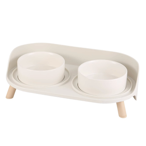 Raised Cat Food and Water Bowl Set  Elevated Ceramic Dishes With NonSlip Stand and Splash Guard for Small Dogs  2 x 480 ML (16.2 OZ)