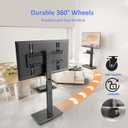 Rolling TV Stand, Mobile TV Cart for 32-75 Inch TVs up to 110 lbs, 18 Adjustable Heights, TV Floor Stand with Swivel Mount & Shelf, Max VESA 600x400mm, TV Stand on Wheels for Bedroom, Office, Outdoor