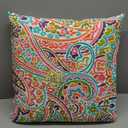 FUNHOME Outdoor Pillow Covers ONLY, No Insert! Square Throw Pillow Covers, Decorative Water-Repellent Modern Cushion Cases for Sofa Patio Couch Decoration 18 x 18 Inch-Melora Paisley (Pack of 4)