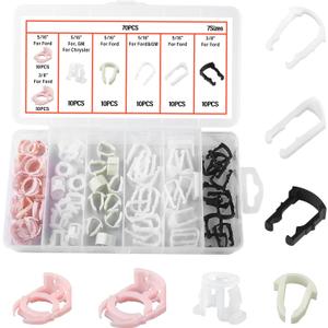 70PCS Fuel Line Clips Replacement Kit,7 Size Includes 5/16" & 3/8" Fuel Line Clamps OEM# 22717568/93740718,Brake Hose Clip Set as Car Accessories Compatible with Ford/Chrysler/GM