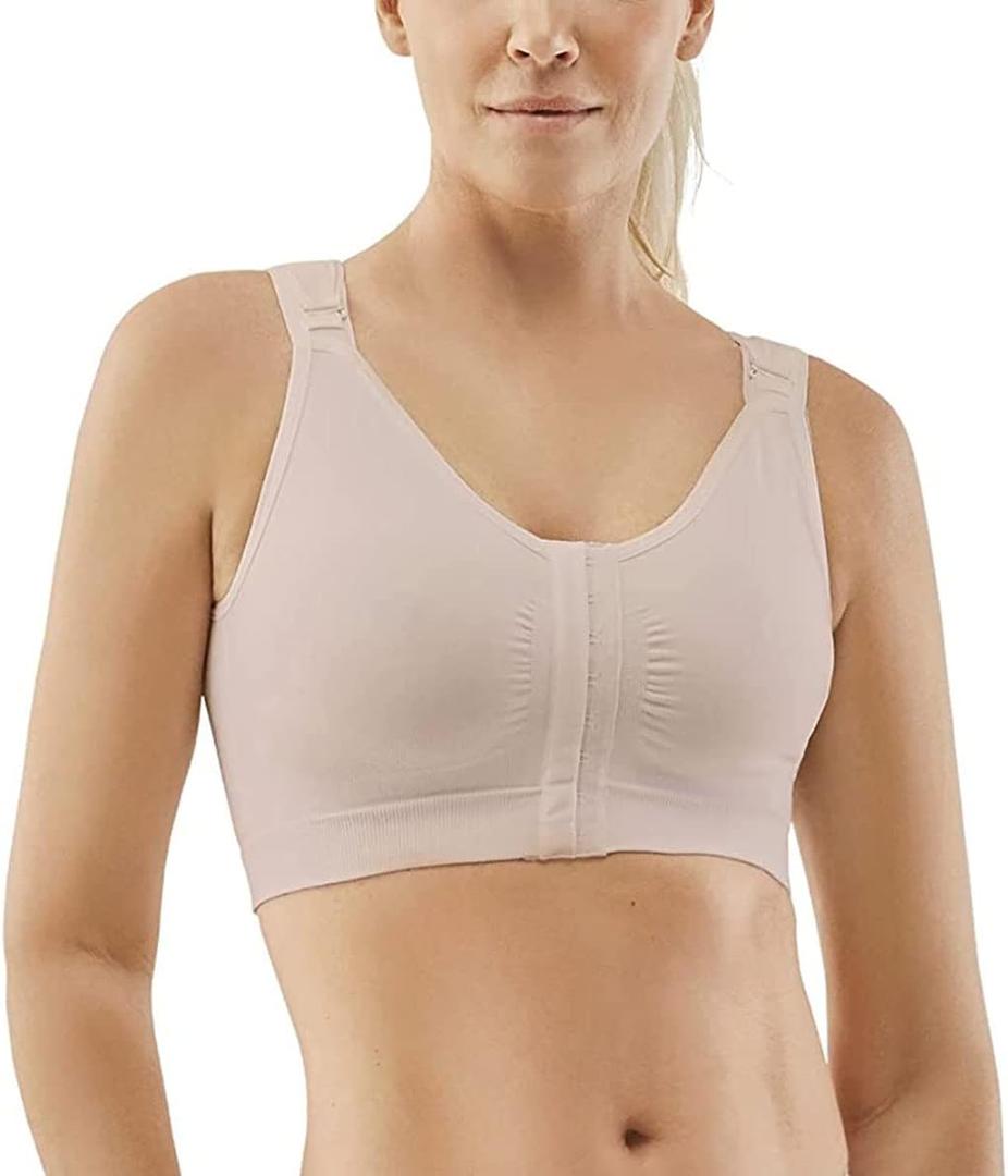 CAREFIX Bree Post Breast Augmentation Bra | Comfortable Post Breast Reduction Surgery Bra (Medium, Tan)
