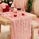 6 Pack Dusty Pink Valentine's Day Table Runner Cheesecloth120 Inch Boho Rustic Gauze 10 FT Cheese Cloth Table Runners Decorations for Spring Birthday Baby Shower Wedding Holiday Home Party Decor