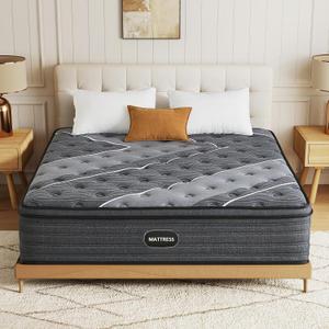 Hybrid Mattress in a Box, Memory Foam Mattress with Pocket Spring for Pressure Relief, Ergonomic Support & Motion Isolation, Medium Firm (12 INCH, 152x203x30)