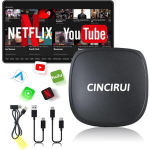 Magic Box 3.0 Built in YouTube Netflix, 2025 Upgraded 4 in 1 Wireless CarPlay Adapter, Netflix Carplay Adapter Android Ai Stream Box for Cars with OEM Wired CarPlay (Dark Black)