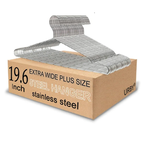 Extra Wide Wire Hangers for Plus Size Clothes, 19.6 Inch Stainless Steel Plus Size Hangers Ideal for XL, XXL Shirts, Coats, Dresses, Etc. Silver. 40pk.