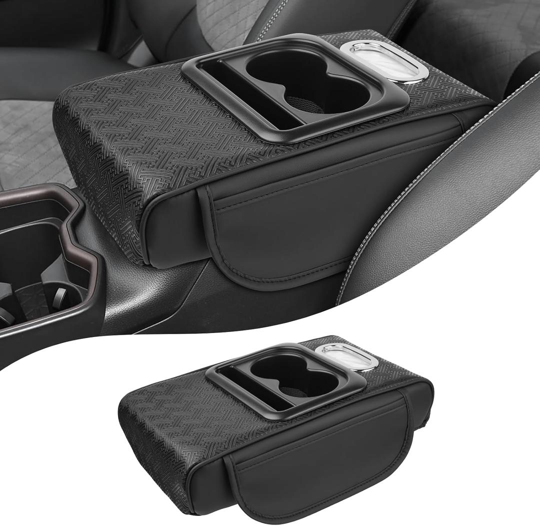 Autorder Center Console Cover for Toyota RAV4 2019-2025 Accessories Armrest Cushion with Multi-Purpose Storage Slot Leather Middle Console Cover RAV4 Armrest Cover Anti-Scratch