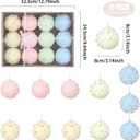 Pastel Christmas Tree Ornaments Decorations, 12 Pcs 3.1 Inch Macaron Shatterproof Foam Christmas Ball Ornaments Set, Christmas Tree Hanging Pendants Xmas Tree Decoration