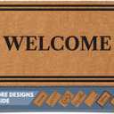 Barnyard Designs Natural Coco Coir Heavy Duty Backing Doormat - Large Cute Non-Slip Front Door Welcome Mat for Outside Entrance or Porch Entry, Brown (17x30, Welcome)