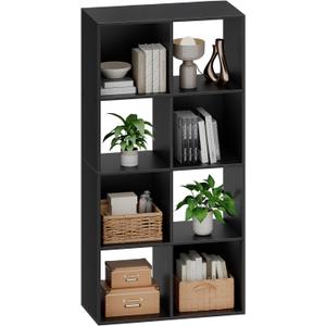 Sweetcrispy 8 Cube Storage Organizer - Open Cube Bookshelf with 4 Removable Back Panels, Display Storage Bookcase for Living Room, Bedroom, Entrance Hall, Home Office47.7" L11.6" W24" H, Black