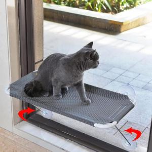 Cat Window Perch with 360 Sunbath, Hammock Bed for Indoor Cats, Grey Comfortable Seat for Sunbathing, Easy to Install on Any Window (Large)