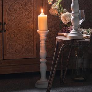 White Rustic Candle Holders for Pillar Candles,18-Inch Vintage Wooden Candle Holders Pillar, Candle Holder for Candle sticks, Farm house Style Accent Decor, Gift for Home (1Piece, 5.5" x 5.5" x 18.3")