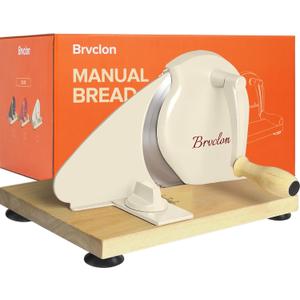 Manual Bread Slicer for Homemade Sourdough Bread, Adjustable Thickness&Evenly Slicing, Hand Crank Bread Slicer with Scale Line and Suction Cup, Serrated Blade Design, Patent:USD105861 (Cream)